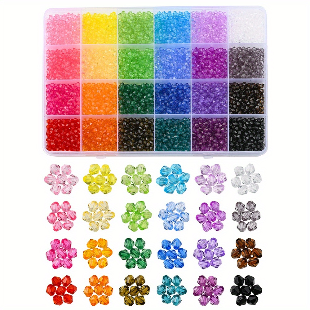 About 5760pcs/box Beads Making Kit 24 Grids 4mm Acrylic Pointed Beads Random Mixed Style For Jewelry Necklace Bracelet Earrings Making