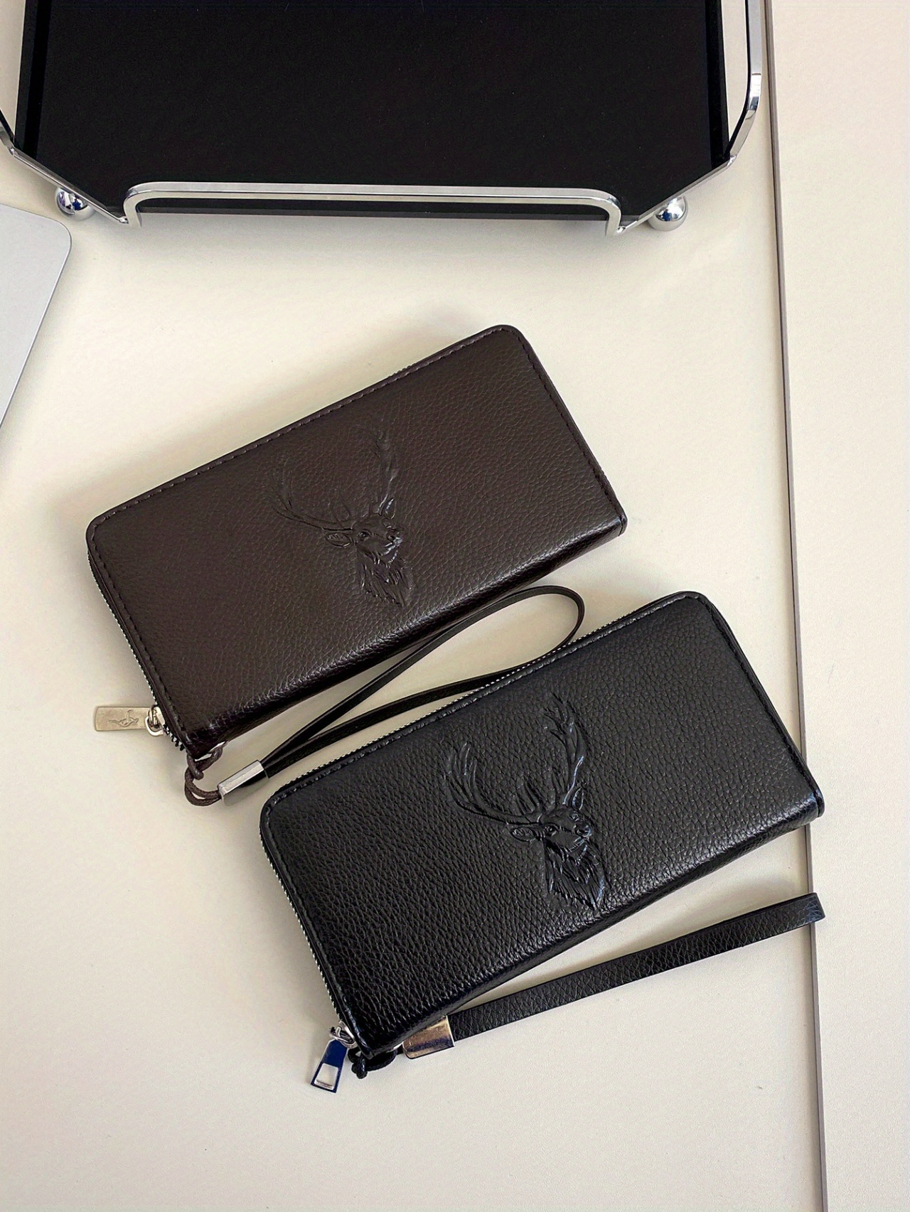 Mens Casual Fashion Embossed Deer Head Zipper Wallet, Check Out Today's  Deals Now