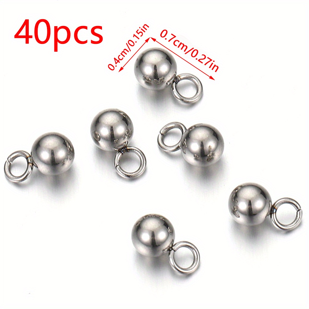 20-40pcs Stainless Steel Beads Solid Ball Charms for Necklace Bracelet Jewelry, Jewels Making DIY Earrings Golden Bead Pendants,Temu