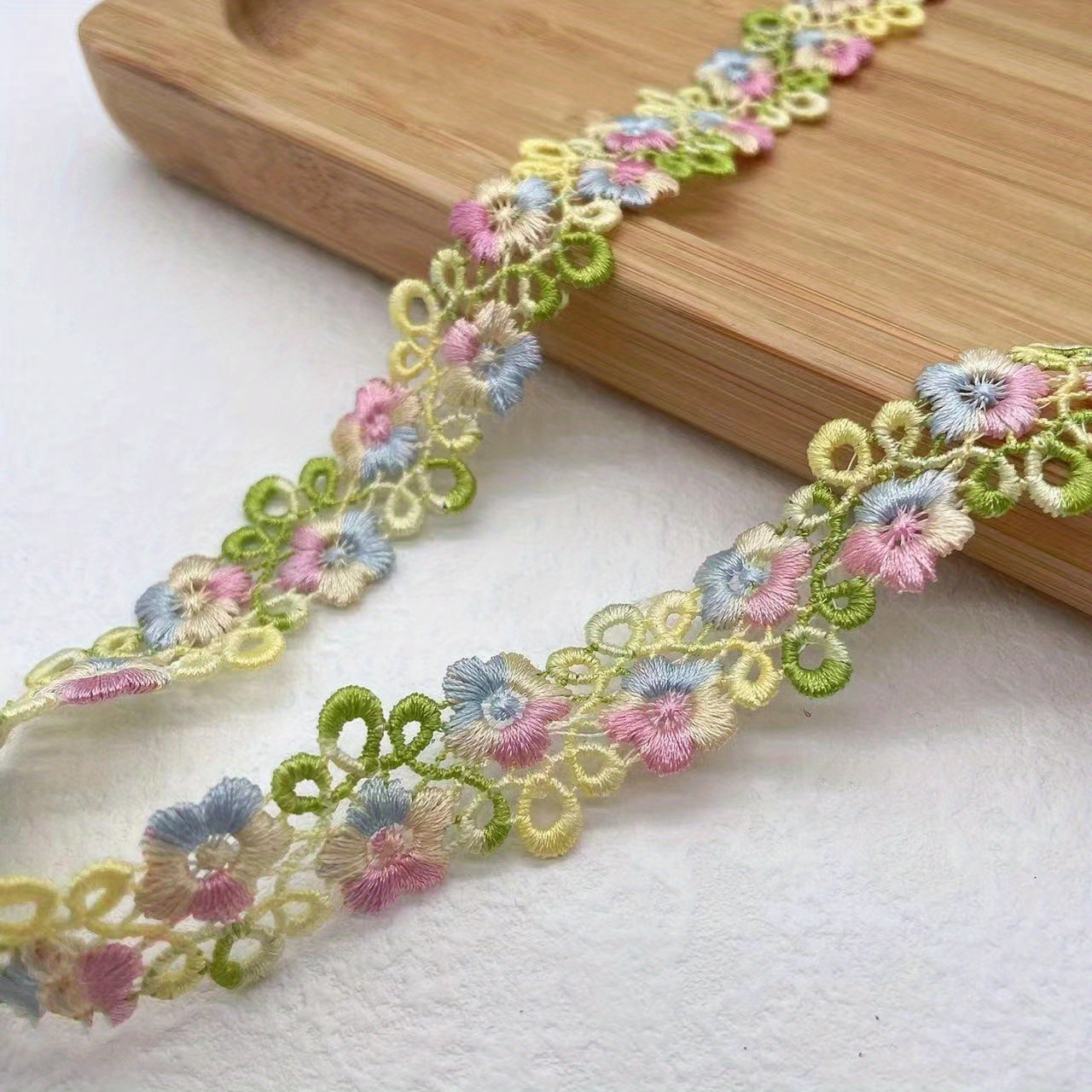1 Yard Colorful Petal Floral Lace Trim Water Soluble Lace Trim Clothing