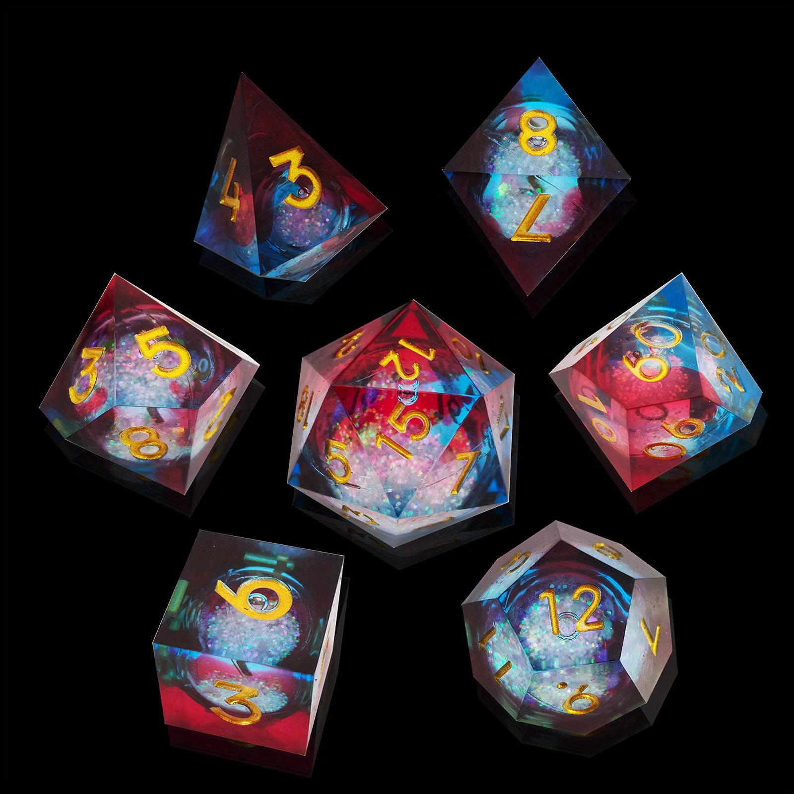 Handmade Liquid Quicksand Polyhedron Dice Set Enhance Trpg Temu