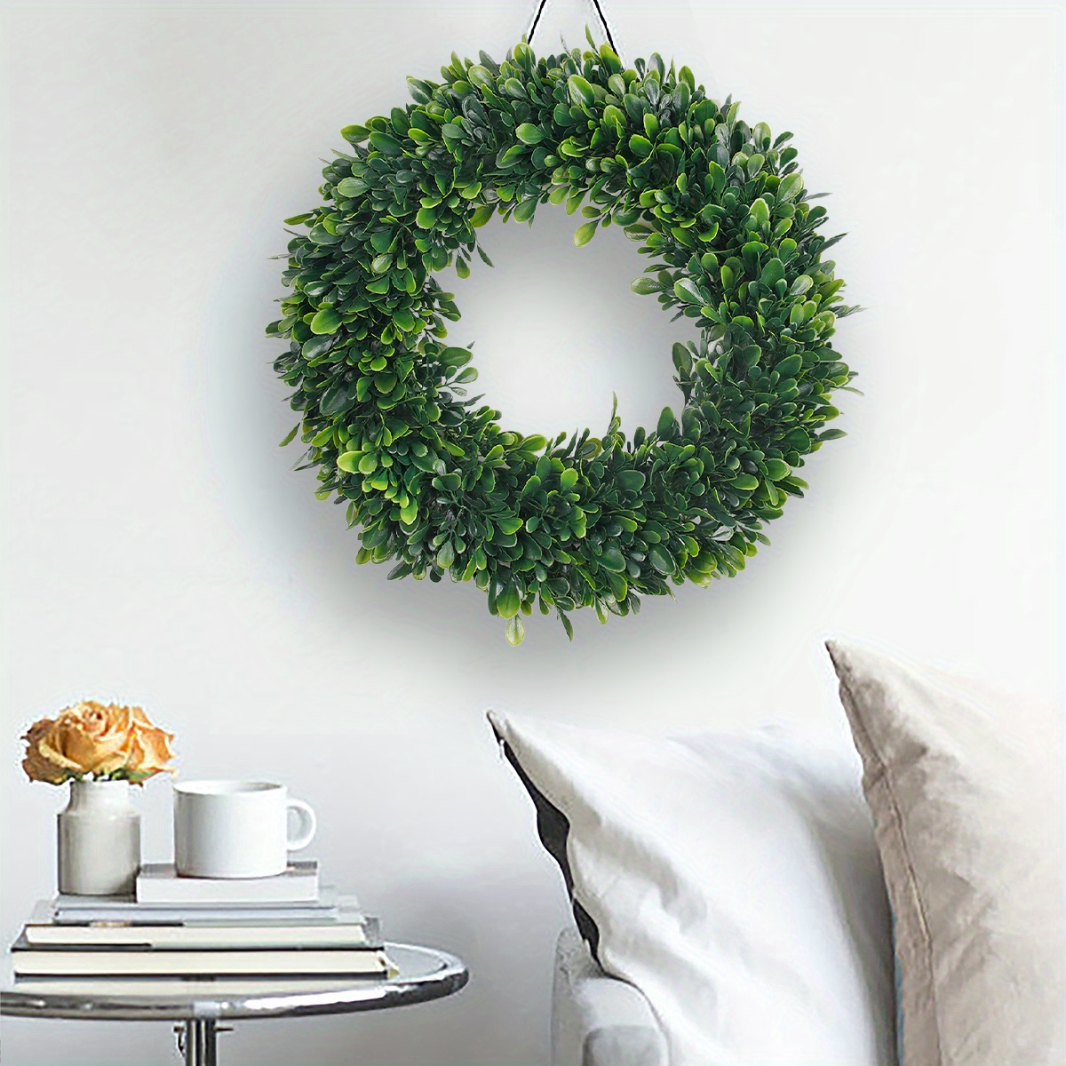 Green Leaves Wreath Artificial Boxwood Wreath Spring Summer Temu