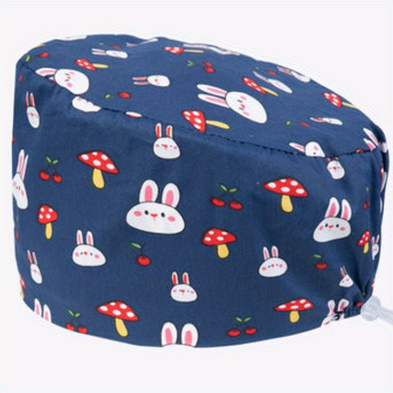 Printed Adjustable Work Cap Scrub Nurse Hat Men Women