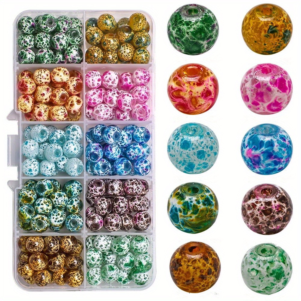 10 Colors Box Glazed Glass Beads For Jewelry Making Diy - Temu
