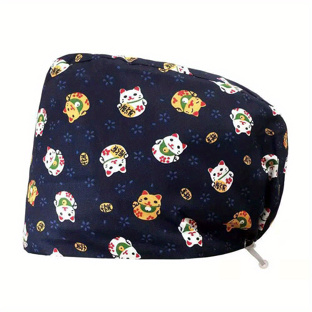 Printed Adjustable Work Cap Scrub Nurse Hat Men Women
