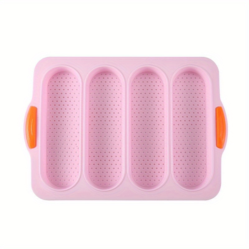 4 Cavity Silicone Bread Mold - Non-stick Baguette Baking Pan For