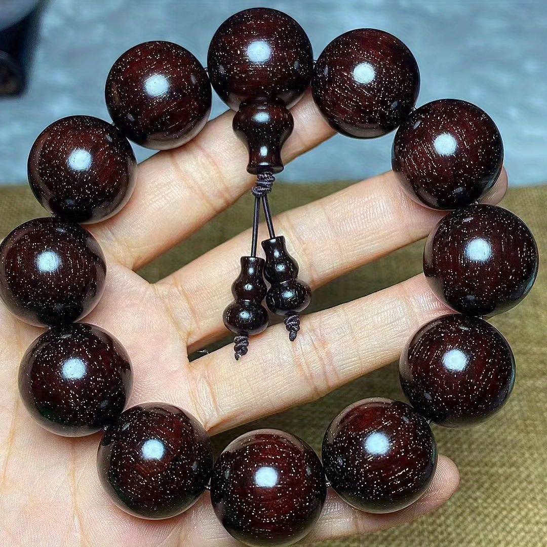 Men's Reddish Brown Wooden Bead Bracelet