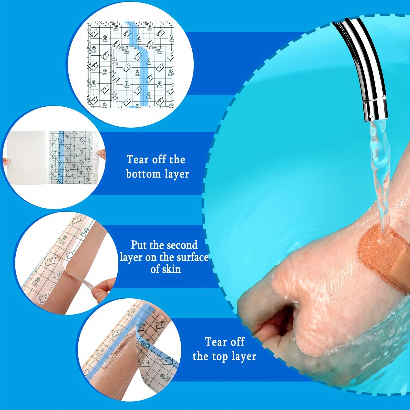 Shower Waterproof Patch Transparent Stretch Adhesive Bandage Temu
