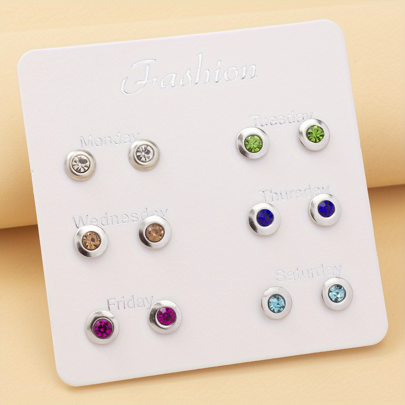 6 Pairs Colorful Simple Stud Earrings Set | Alloy And Glass, Suitable For Daily And Gift Occasions