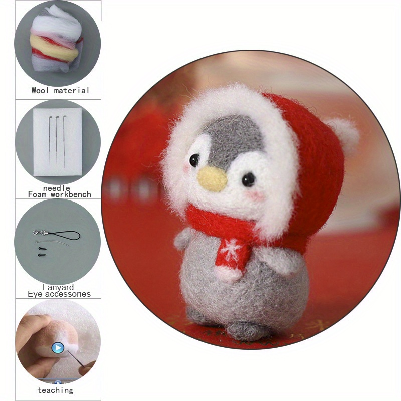 Amosfun 3 Sets Wool Felt for Beginners Needle Felting Supplies Kids Tool  Bag Animal Needle Felt Kit Wool Felting Needles Felt Penguin Kit Penguin