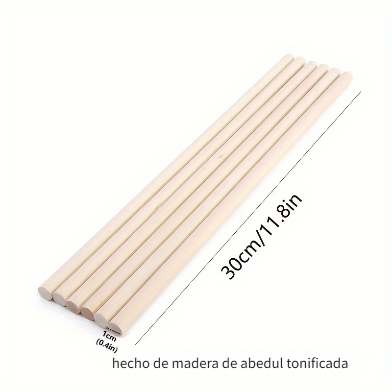 10 Uds. Varillas Espiga Espigas Redondas Madera Palos Madera - Temu