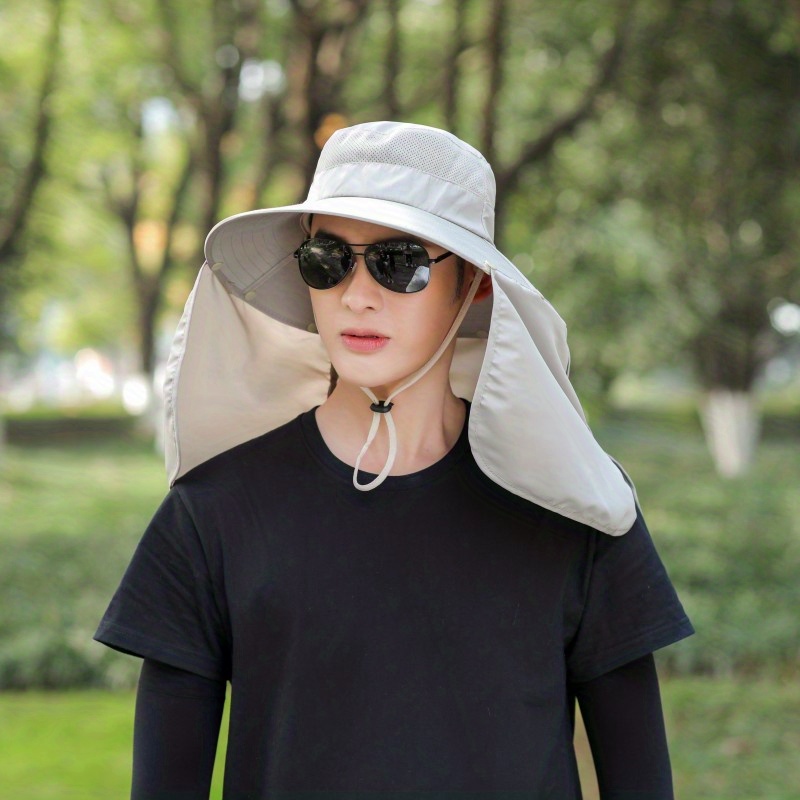 Men's Sunshade Hat with Wide Brim, Quick-Drying, Neck Protection, Thin and Breathable Hat for Outdoor Activities Such As Hiking, Fishing,Temu