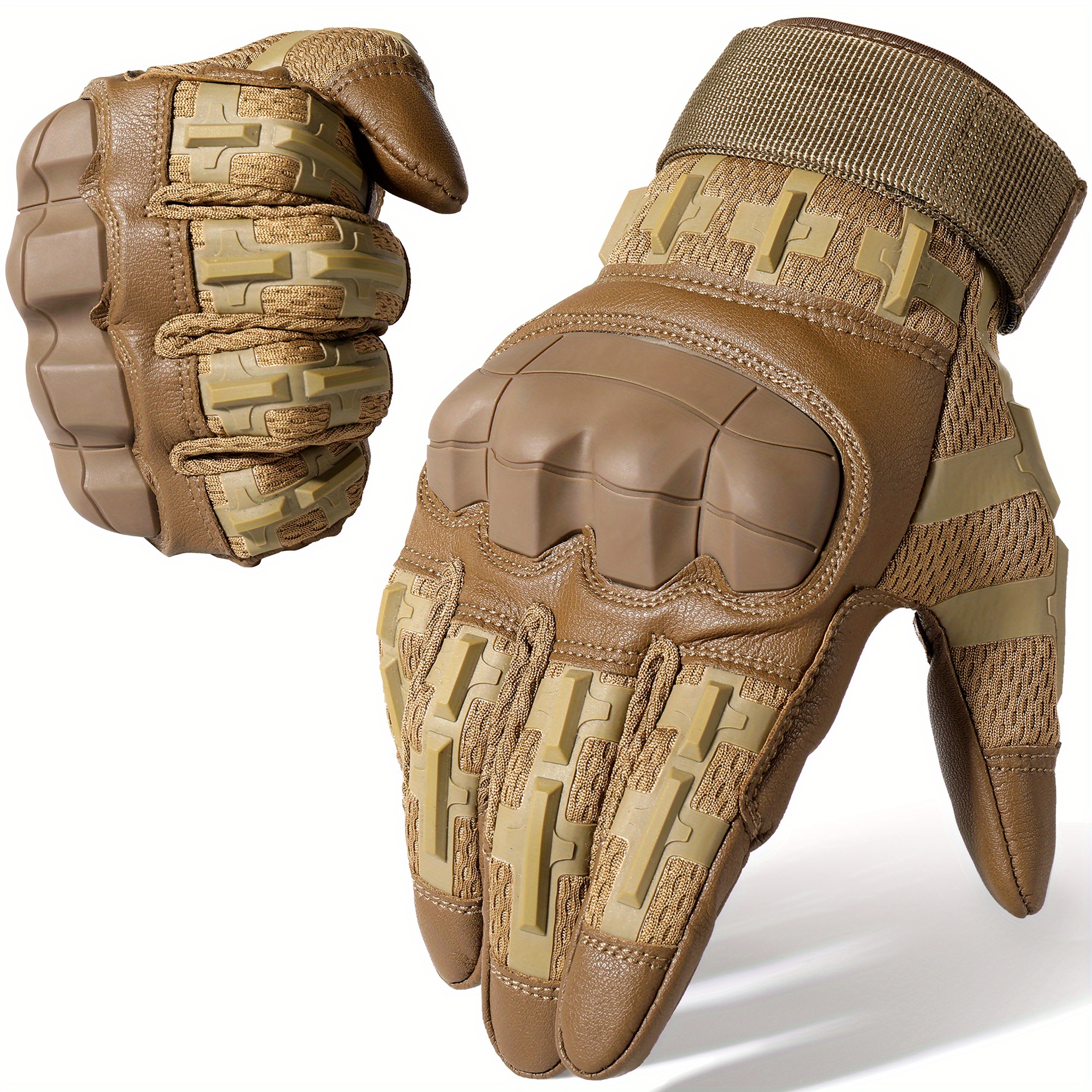 Guantes tácticos para hombres, pantalla táctil, dedo completo, nudillos  duros, guantes militares par YONGSHENG