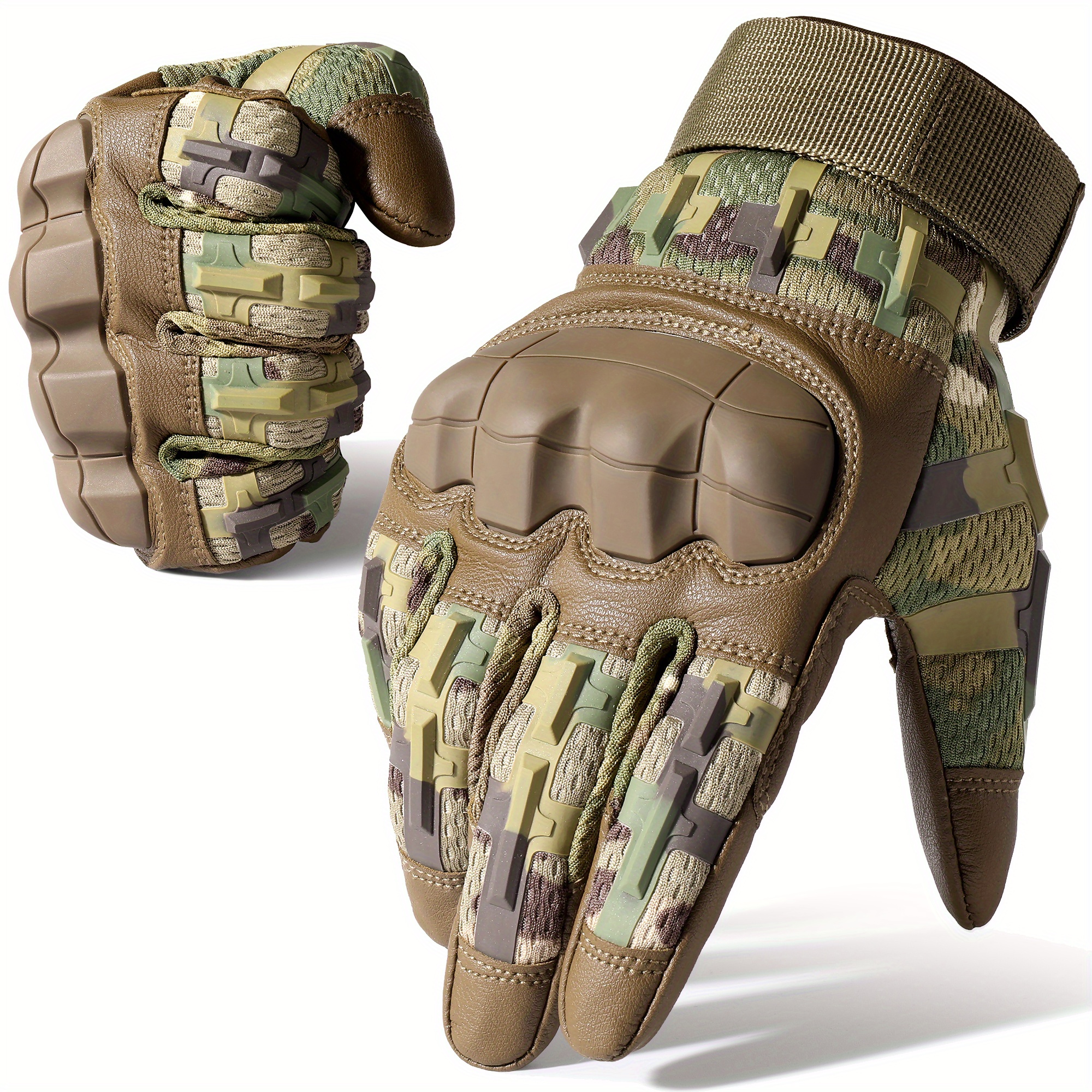 Guantes tácticos para hombres, pantalla táctil, dedo completo, nudillos  duros, guantes militares par YONGSHENG