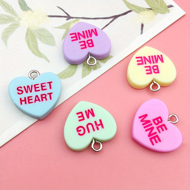 SUNNYCLUE 1 Box 24Pcs Heart Charms Valentine's Day Love Charm Glass Rainbow  Gradient Color Heart Charm with Loop Transparent Charm for Jewelry Making