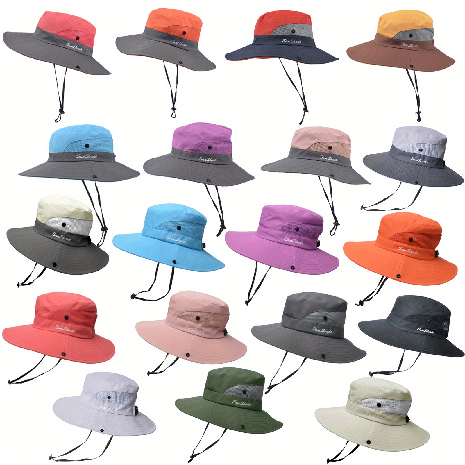 Women Men Ponytail UV Protection Sun Hat Packable Wide Brim Boonie Cap for  Fishing Hiking 