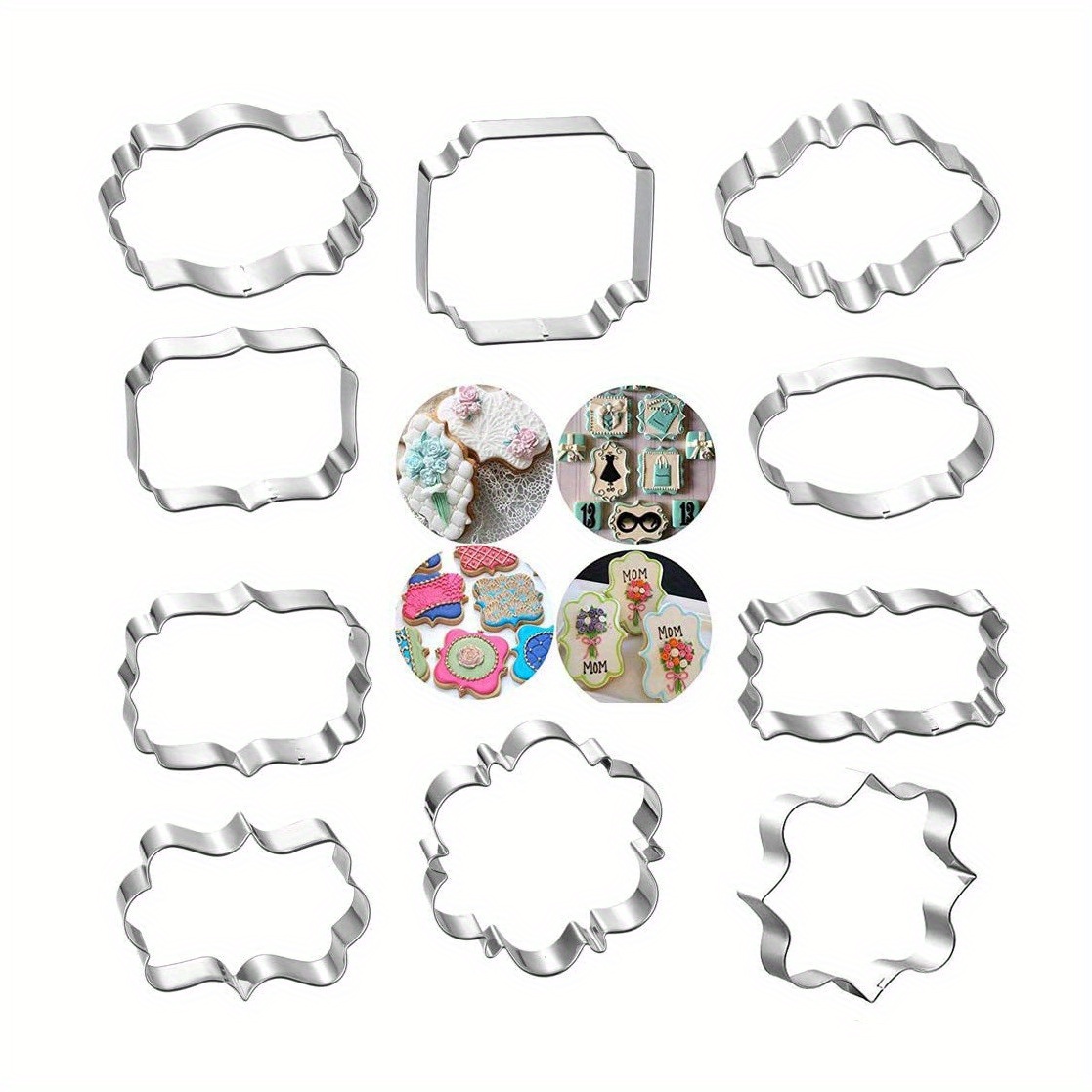 10pcs, Wedding Cookie Cutters, Stainless Steel Candy Mold, Wedding Biscuit Molds, Chocolate Cutters, Cake Decorating Molds, Baking Tools, Kitchen Gadgets, Kitchen Accessories, Home Kitchen Items