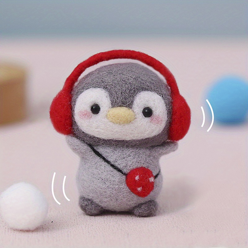 Diy Animal Penguin Wool Felt Doll Creative Material Package - Temu