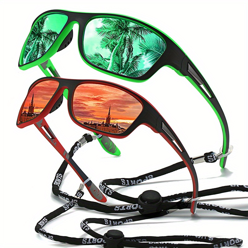 Trendy Classic Vintage Polarized Sunglasses With Strap For Men Women  Outdoor Sports Vacation Travel Driving Fishing Cycling Decors Photo Props, High-quality & Affordable