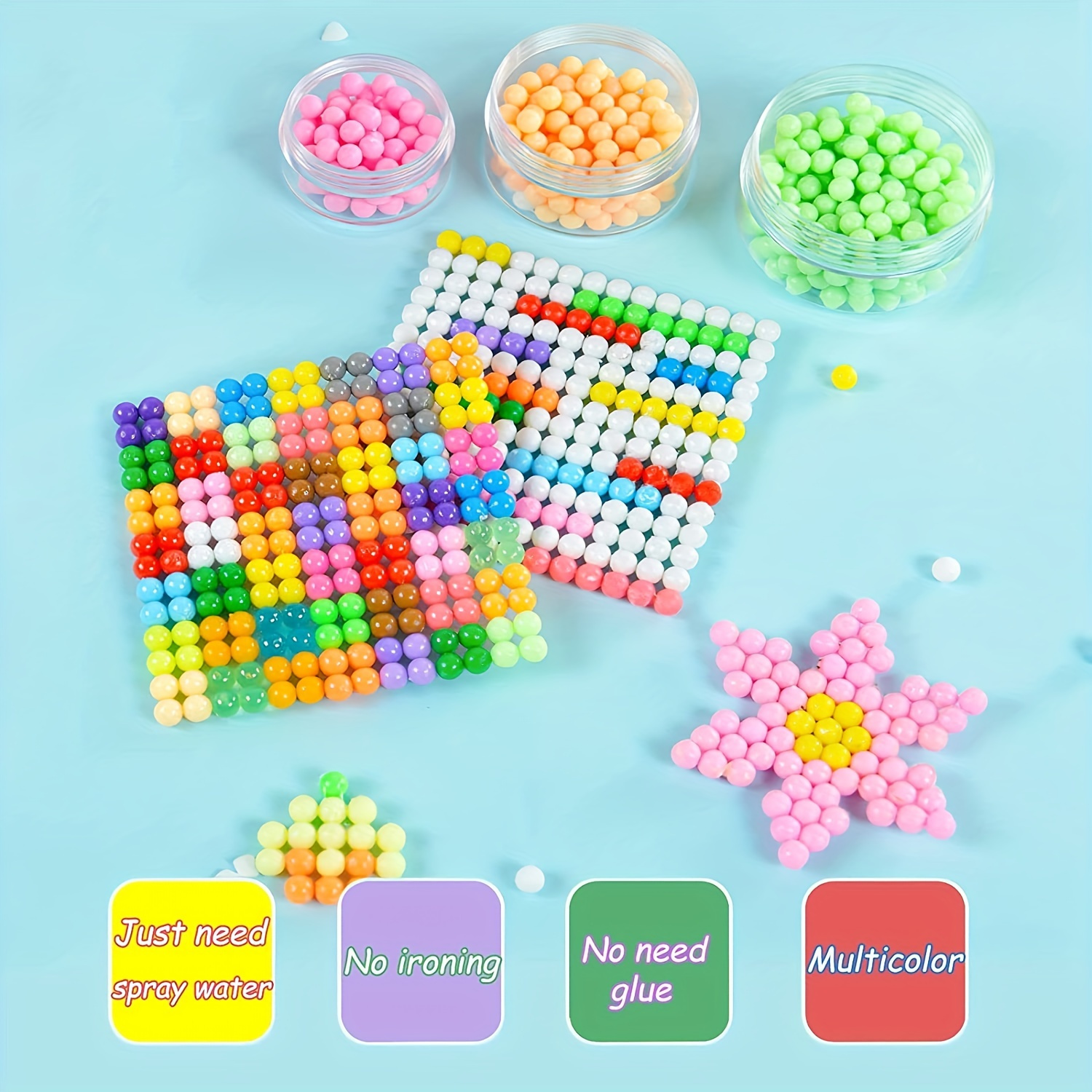 Beads Toy Fusible Beads Refill, 8 Colors Water Spray Beads Set Compatible  With Beados Art Crafts Toys For Kids 5+