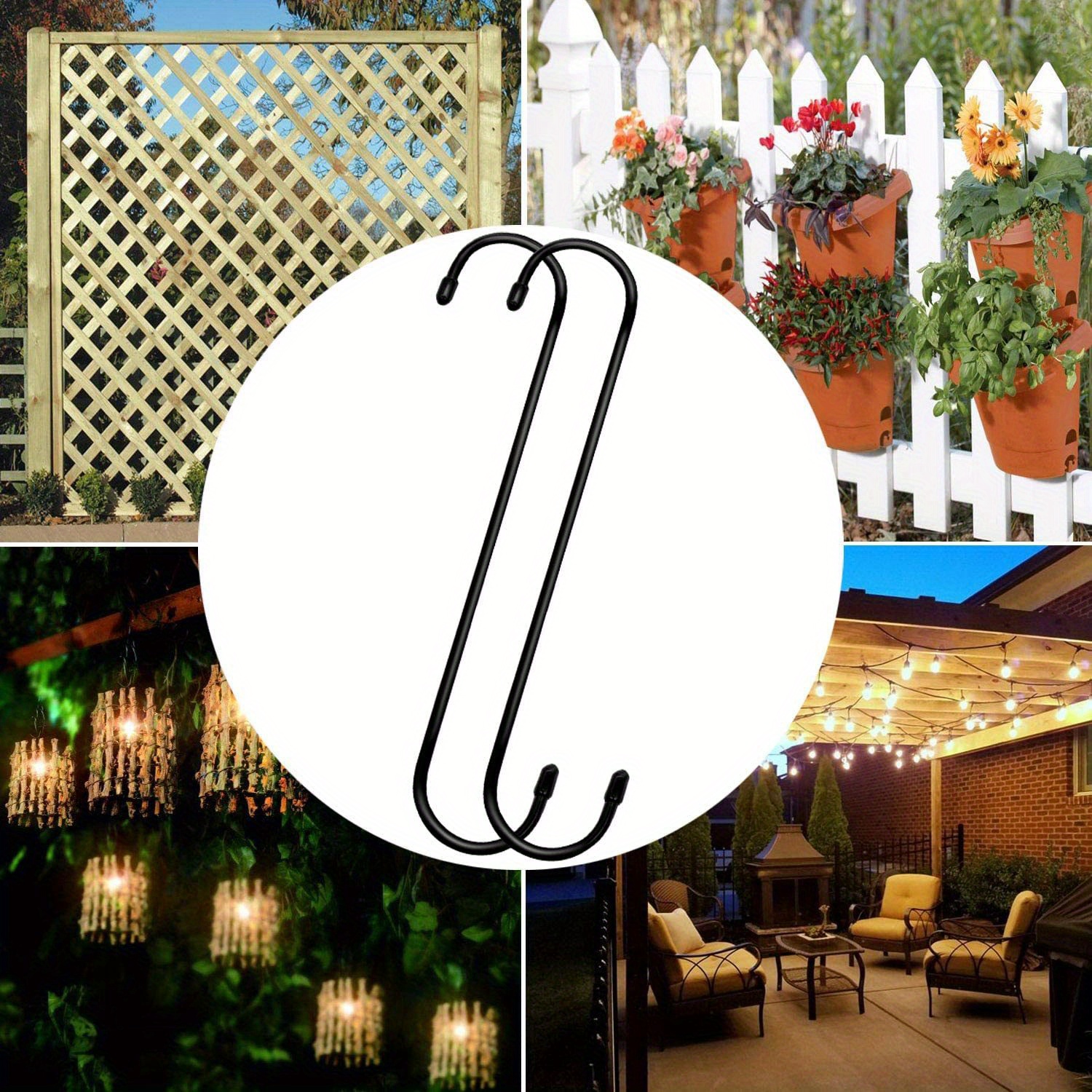 Black Heavy Duty Long S Hooks For Hanging Plant Extension Hooks For