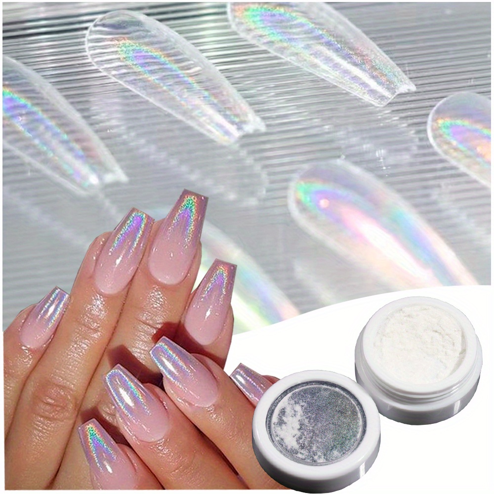 Chrome Nail Powder laser Silver Reflective Extra Fine Nail - Temu