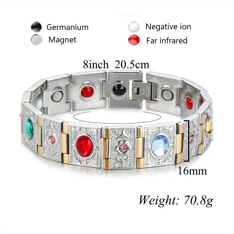 1pc stainless steel magnetic therapy bracelet for men ultra strength magnet magnetic bracelets for dad adjustable length with sizing tool india style magnetic bracelet for fathers day birthday jewelry gift for joint pain and stiffness details 1
