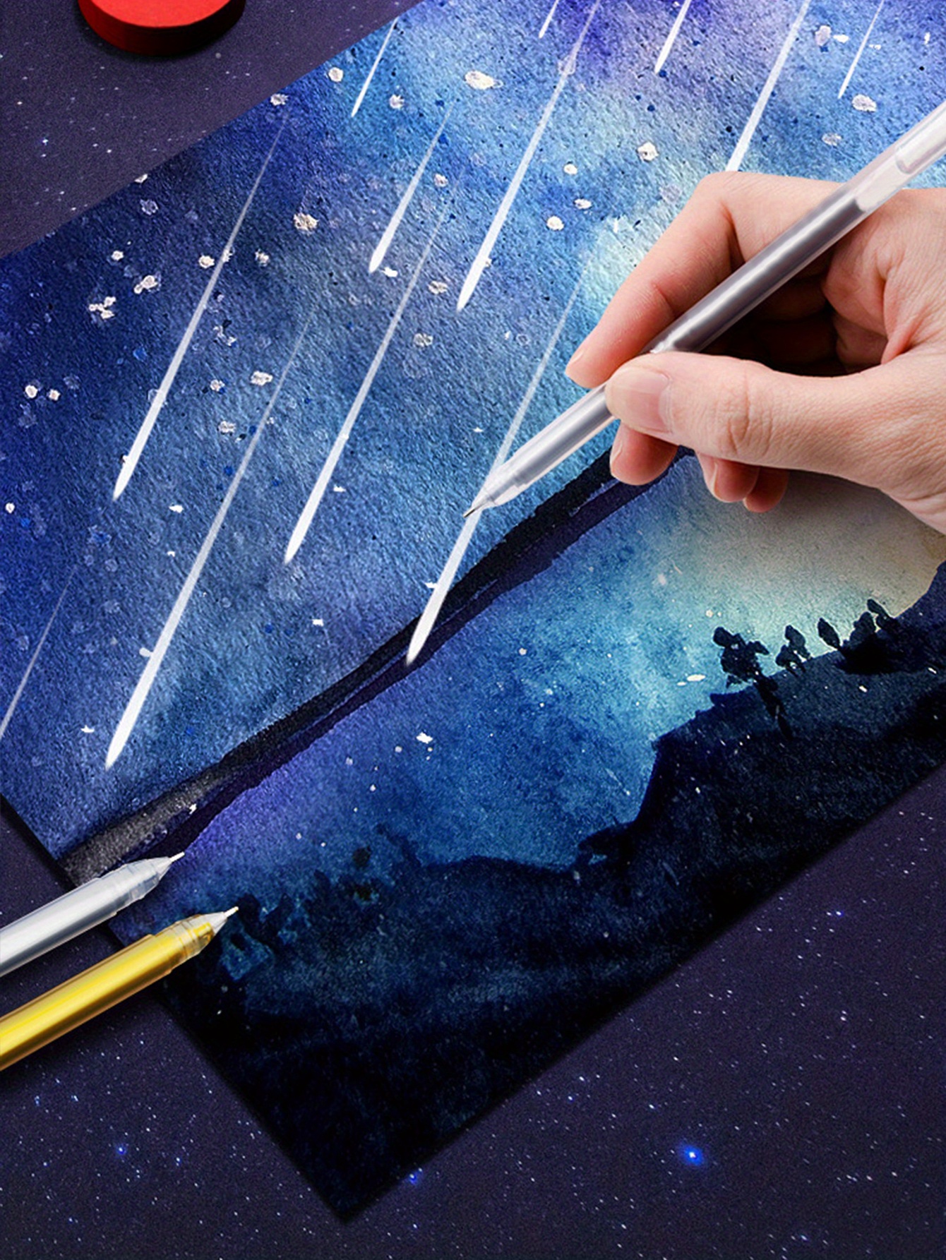 12 Pieces Large Capacity Needle Tube Gel Pens/12 Colors, Suitable For DIY Painting, Black Card Drawing, Marking, Graffiti