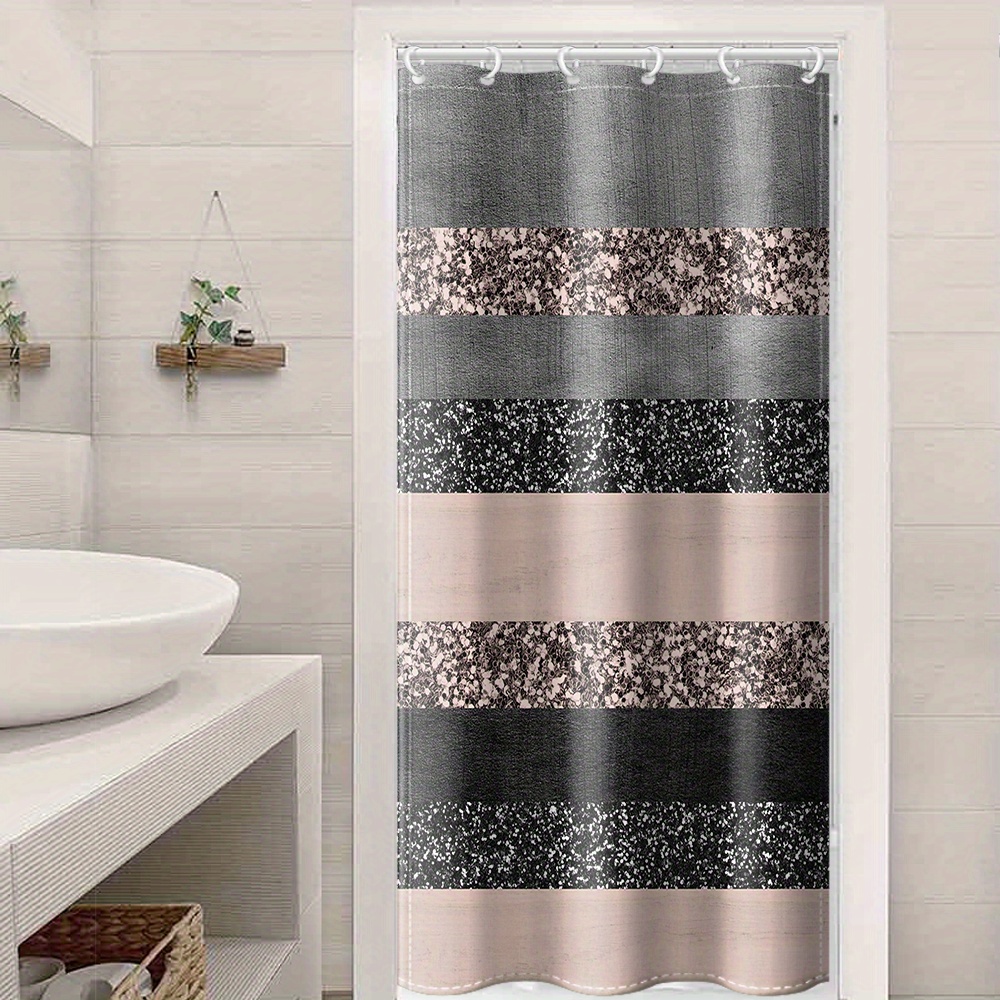 Cortinas de ducha clásicas para baño, cortina de baño a rayas, tela de  poliéster impermeable, gris, decoración para el hogar