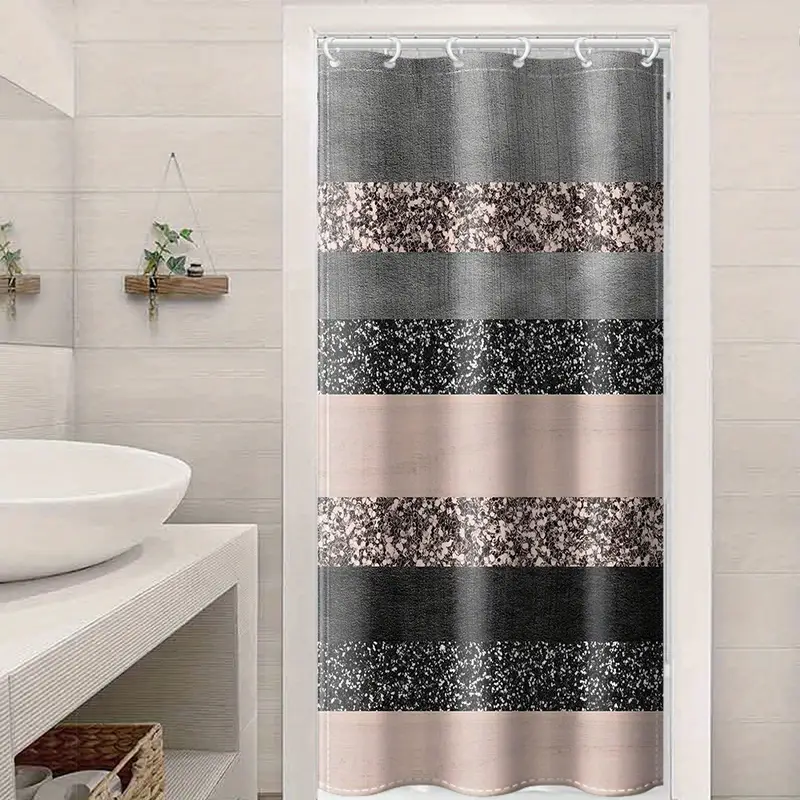 Metro Parlor Cortina de ducha de tela gris de 70 x 72 pulgadas, decoración  floral impresa en forro blanco resistente al agua, cortina de baño, hotel