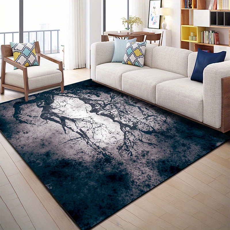 Grey Industrial Rug Polyester Abstract Rug Washable Non-Slip