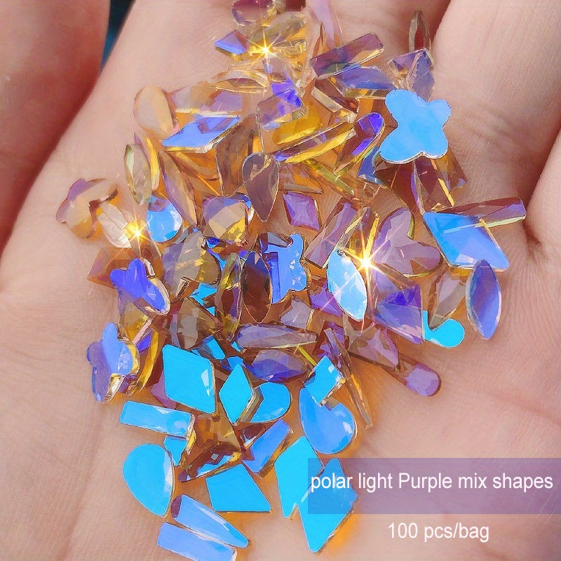 About 100pcs,flatback Sparkling Nail Art Rhinestones,multi-shape Crystal  Glass Nail Art Gemstones For Diy Making Accessories  Shoes,clothes,makeup,bags,nail Art Decoration, Check Out Today's Deals Now