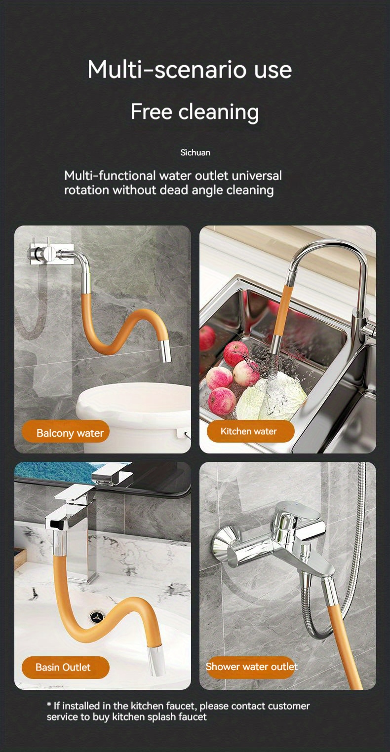 Rubber Extension Tube, 360° Flexible Faucet Extender, Adjustable Sink Drain Extension Tube