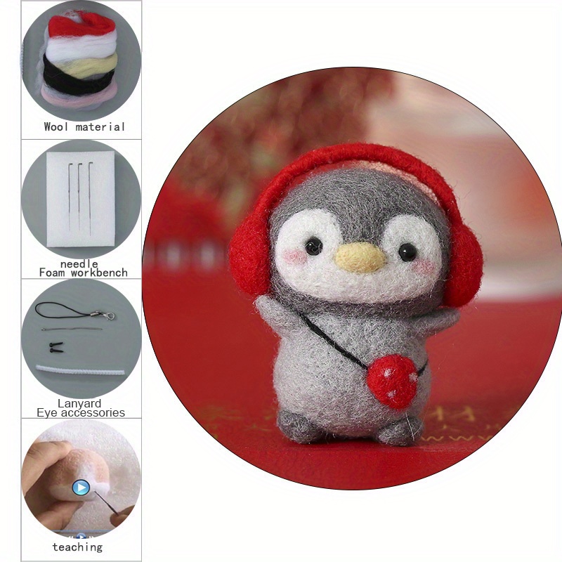 1pc Penguin Wool Felt Poking Handmade Diy Material Bag Creative Needle  Felting Gift Sewing Accessories
