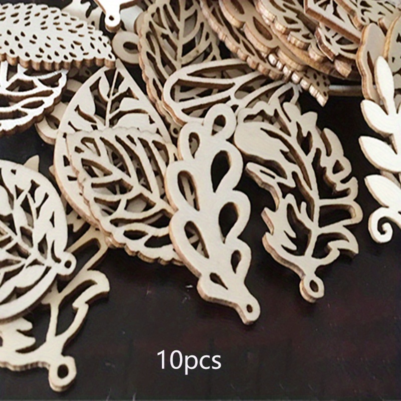 10pcs Wood Leaf-shaped Blanks - Small Diy Craft Suitable For Painting, Staining, Glitter - Wood For Card Making, Scrapbooking, Holiday Decorations - Unfinished Leaf Shapes (10pcs)