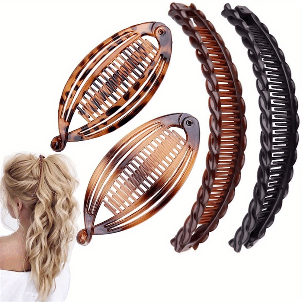 18 Pieces Banana Hair Clips Classic Clincher Combs Large Double Comb Banana  Clip Fishtail Hair Clip Banana Ponytail Holder Clip for Women Girls, 6  Styles