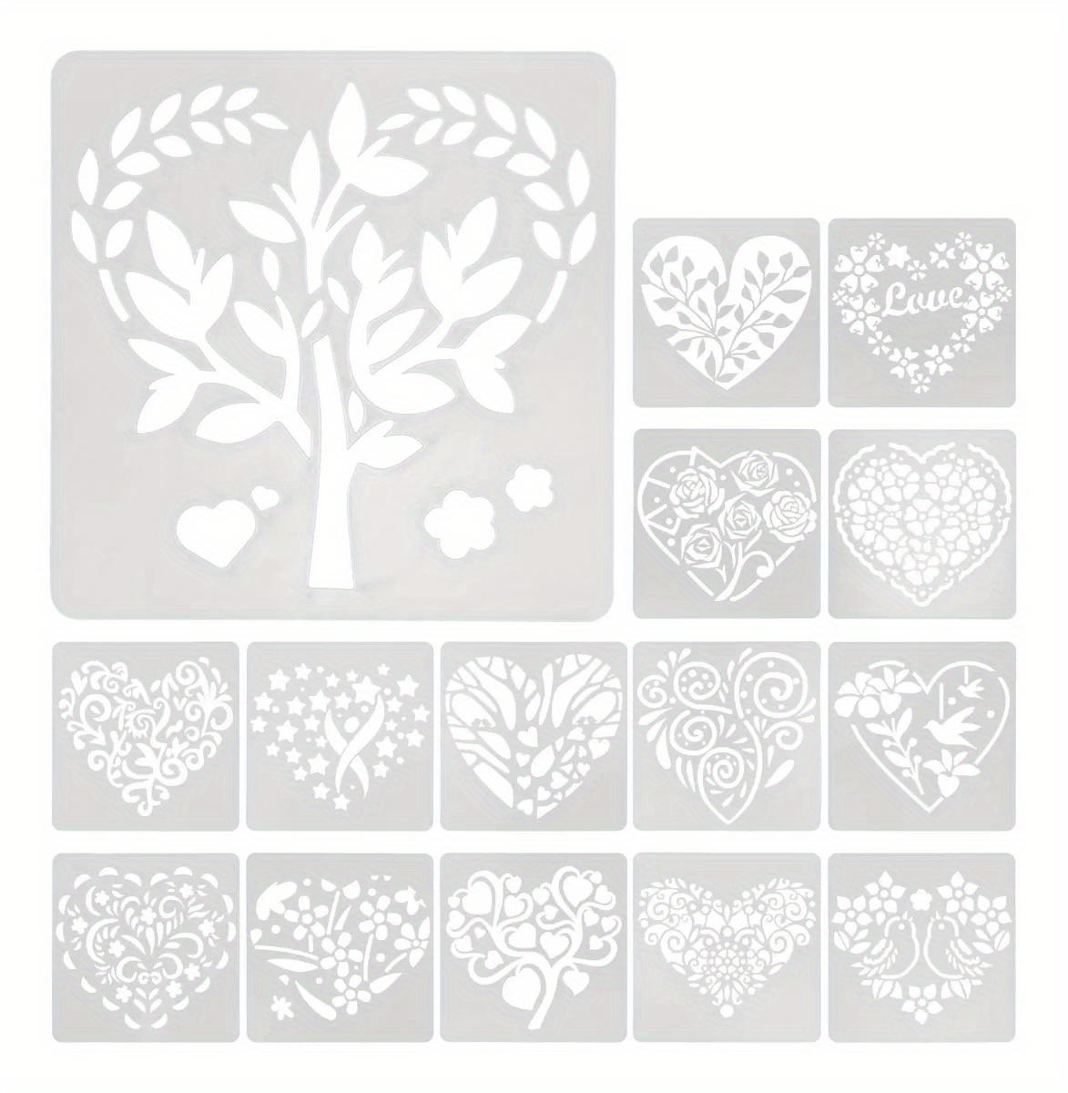 3pcs Heart Stencils, Reusable Heart Stencil Template Plastic Stencils For  Painting On Wood Wall Home Decor DIY Crafts