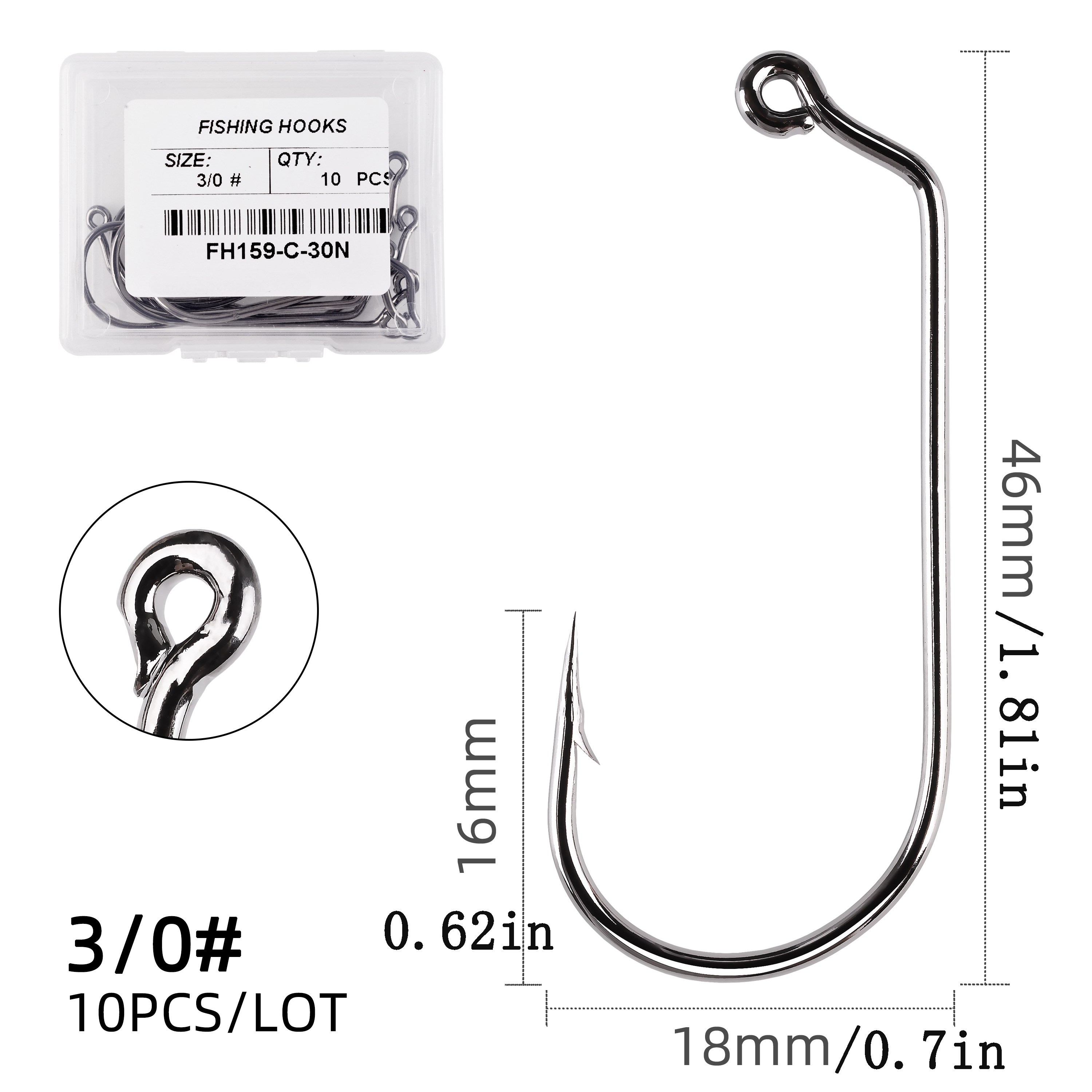 High Carbon Steel Jig Fishing Hooks 60 Degree Offset Eye - Temu