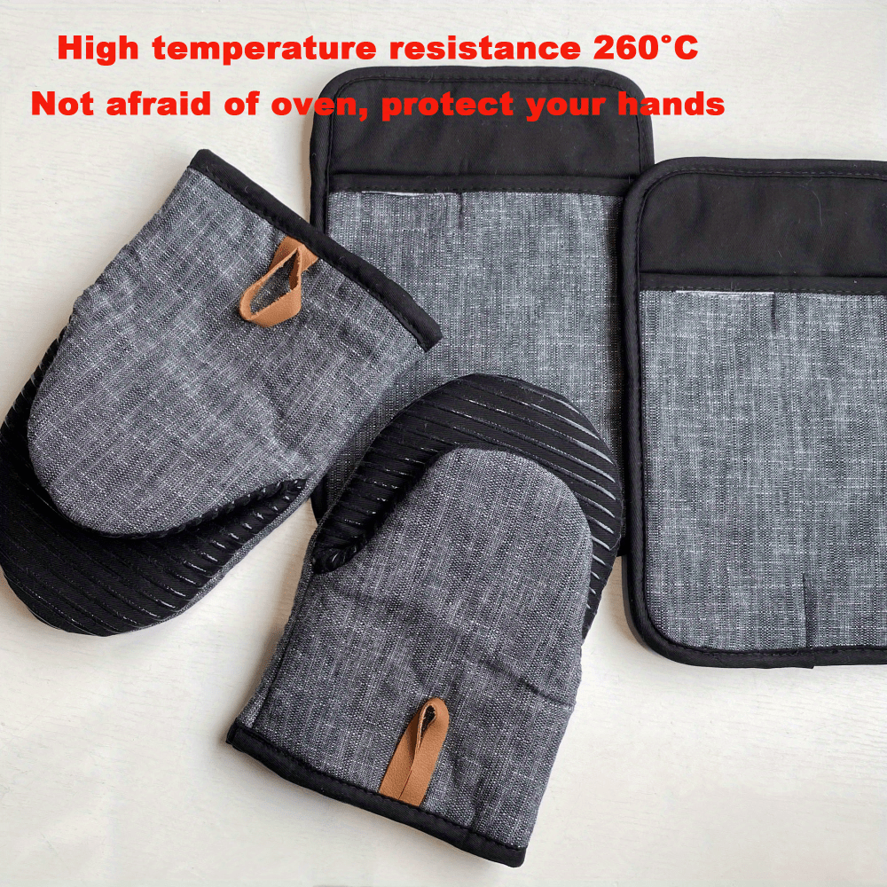 Striped Short Oven Mitts And Pot Holder Heat Resistant - Temu