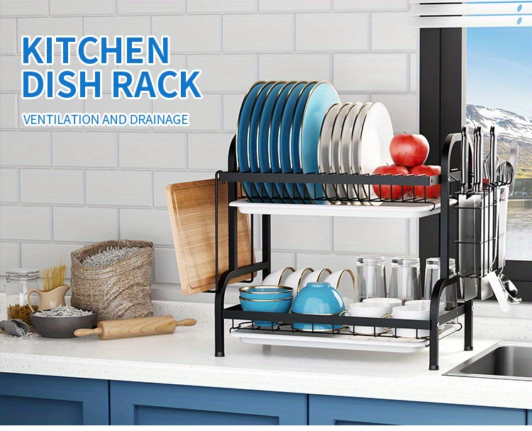 Dish Rack With Drainboard 2 Tier Dish Rack For Kitchen - Temu