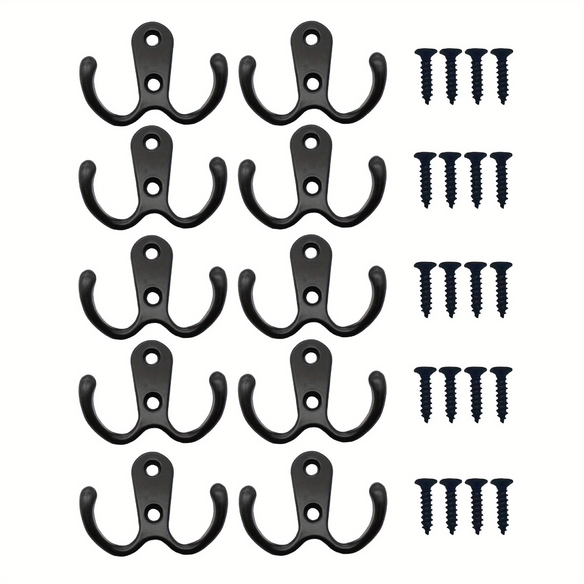 Black Wall Hooks For Hanging, Metal Coat Hooks, Wall Mounted Cubicle  Accessories, Retro Double Hooks, Heavy Duty Door Hangers For Towel, Hat,  Key, Closet, Bag - Temu
