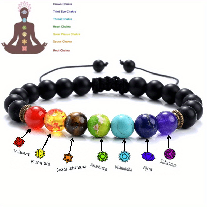 Reiki 7 Chakra Bracelet Men's Meditation Natural Crystal - Temu