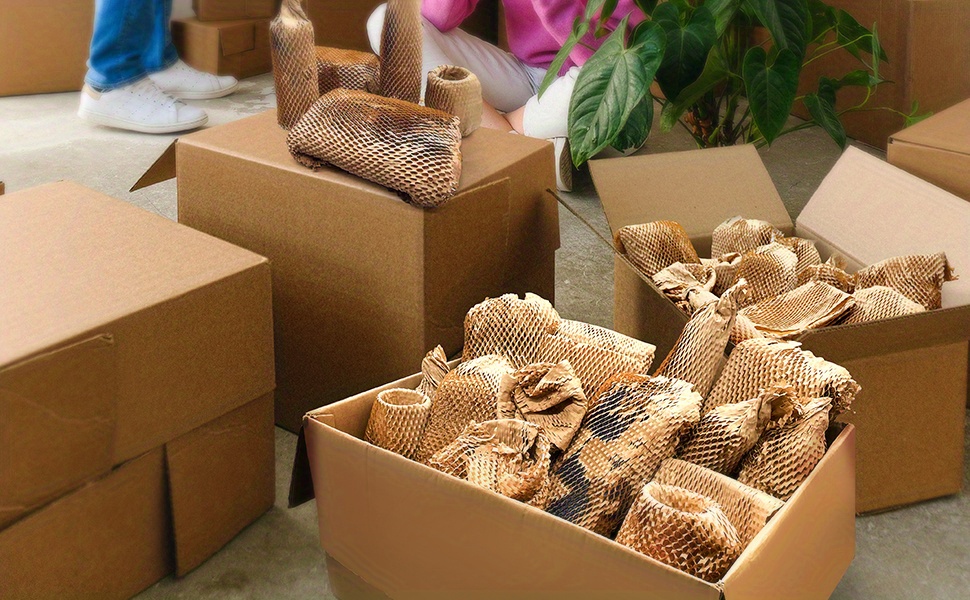 Papel de embalaje de nido de abeja, papel de embalaje ecológico de 15 x 230  pies para mudanza, papel de panal reciclable, suministros de mudanza
