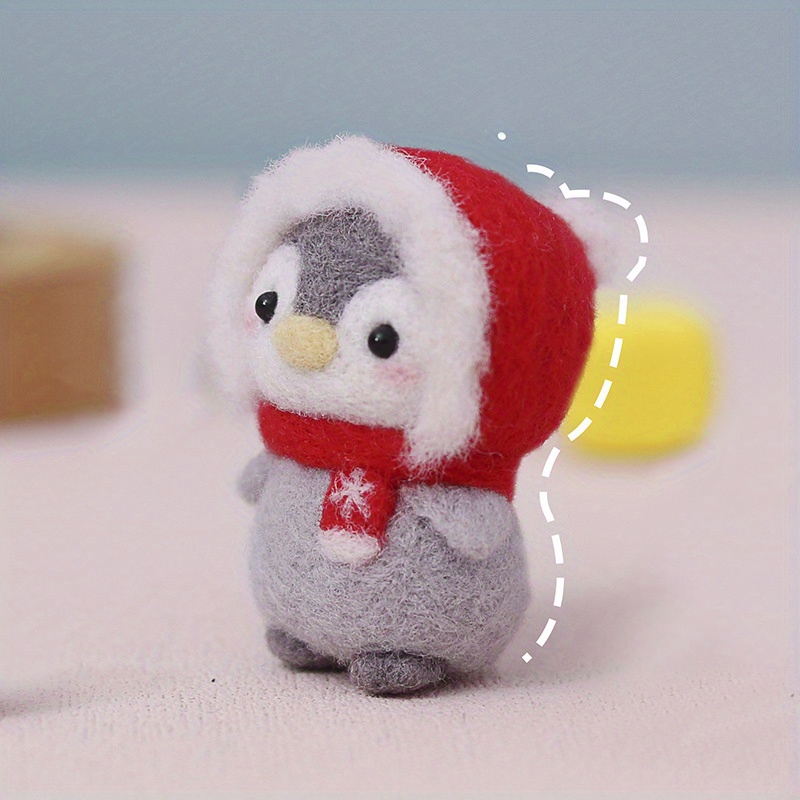 MageCrux Unfinished Felt Kit Penguin Wool Needle Felt Kit Package DIY  Handmade Doll Toy