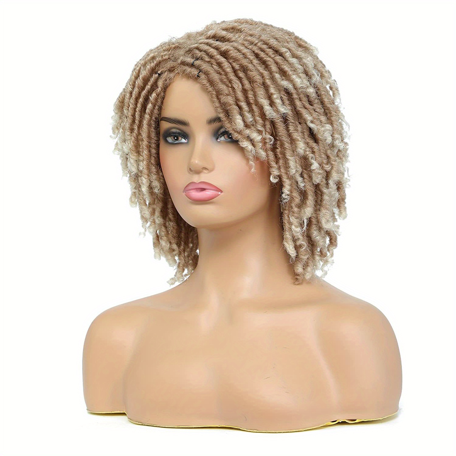 Ombre Blonde Dreadlock Wigs Short Curly Twist Wigs For Women Afro Curly ...