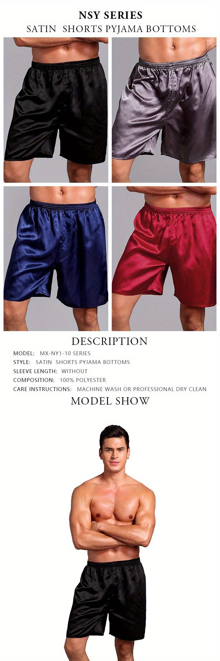 Men's Casual Loose Thin Ice Silk Comfortable Shorts For Summer, Men's Pajamas For Home details 1