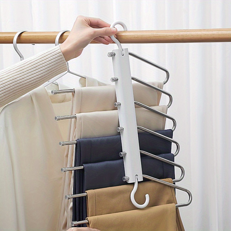 1pc 5 Layer Pants Rack Con Ganchos Organizador De - Temu