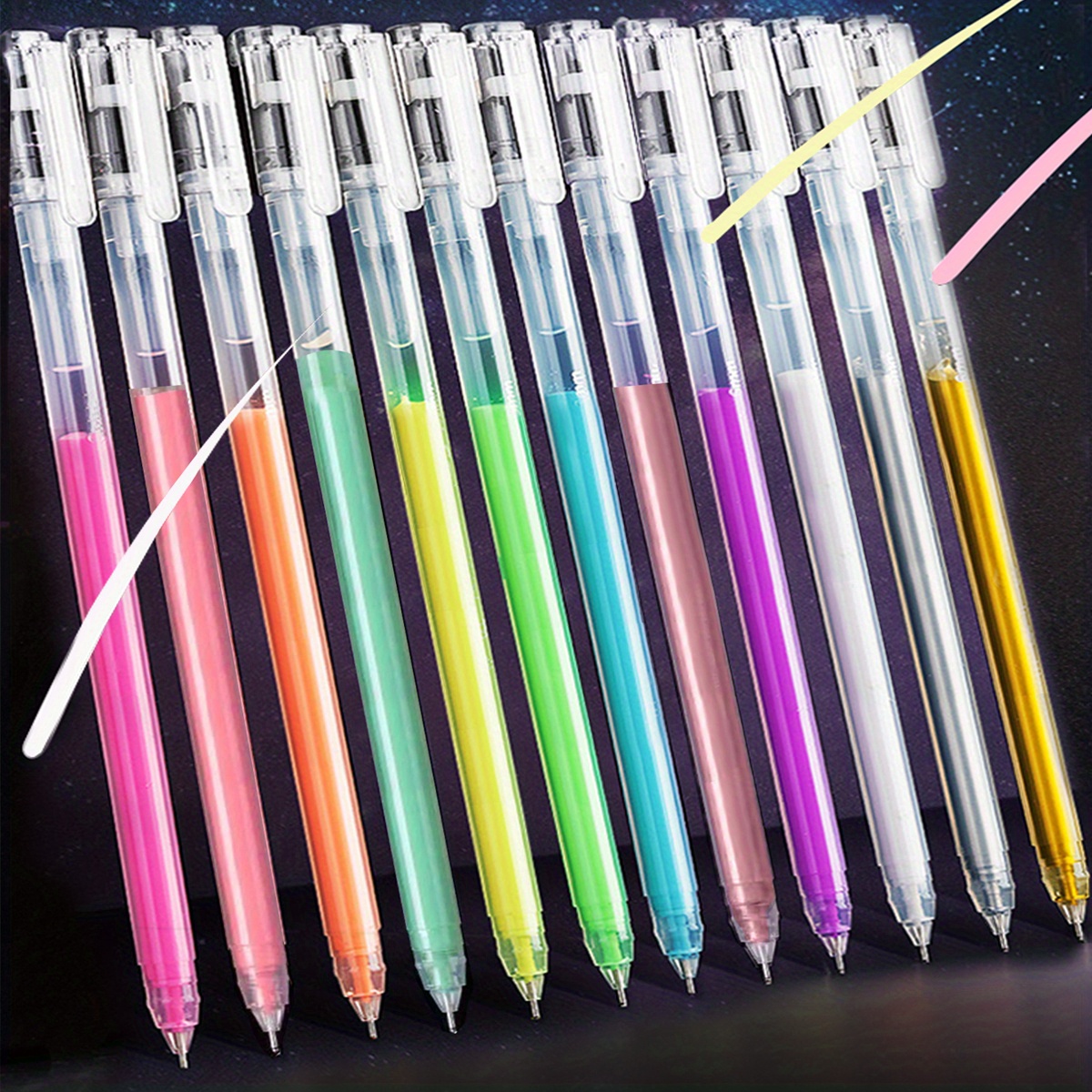 12 Pcs/Set Colored Gel Pens 0.5mm Fine Tip Kawaii Statioenry Waterproof Gel  Ink School Writing Journal Supplies Office Student