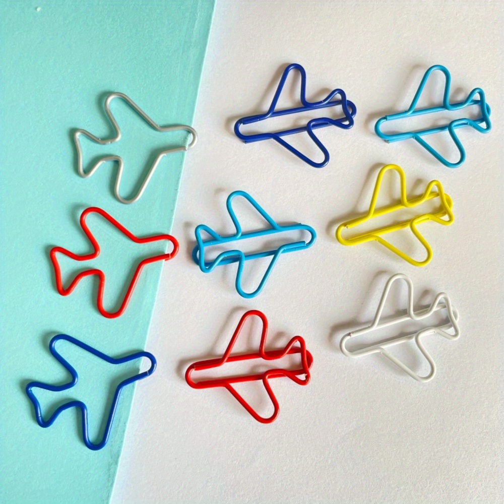 Cute Airplane Plane Paper Clips Multi Colors Clip Holder School Office ...