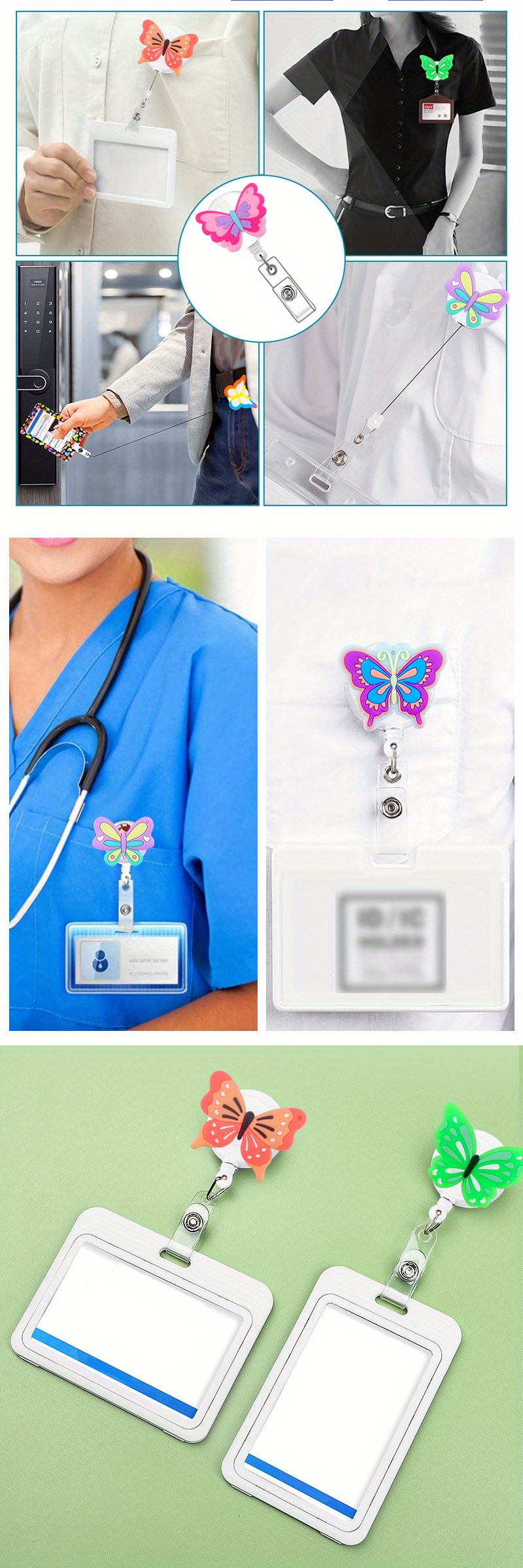 Butterfly Retractable Badge Holders Cute Nursing Badge Reel Temu